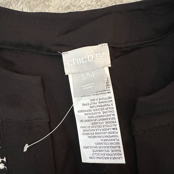 Chico's Long Line Embroidered Cardigan Kimono Black Women's Small Medium S/M - Picture 3 of 6